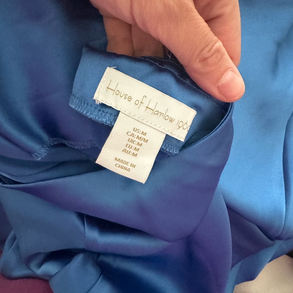 House of Harlow 1960 Satin Blue Dress - Picture 2 of 14